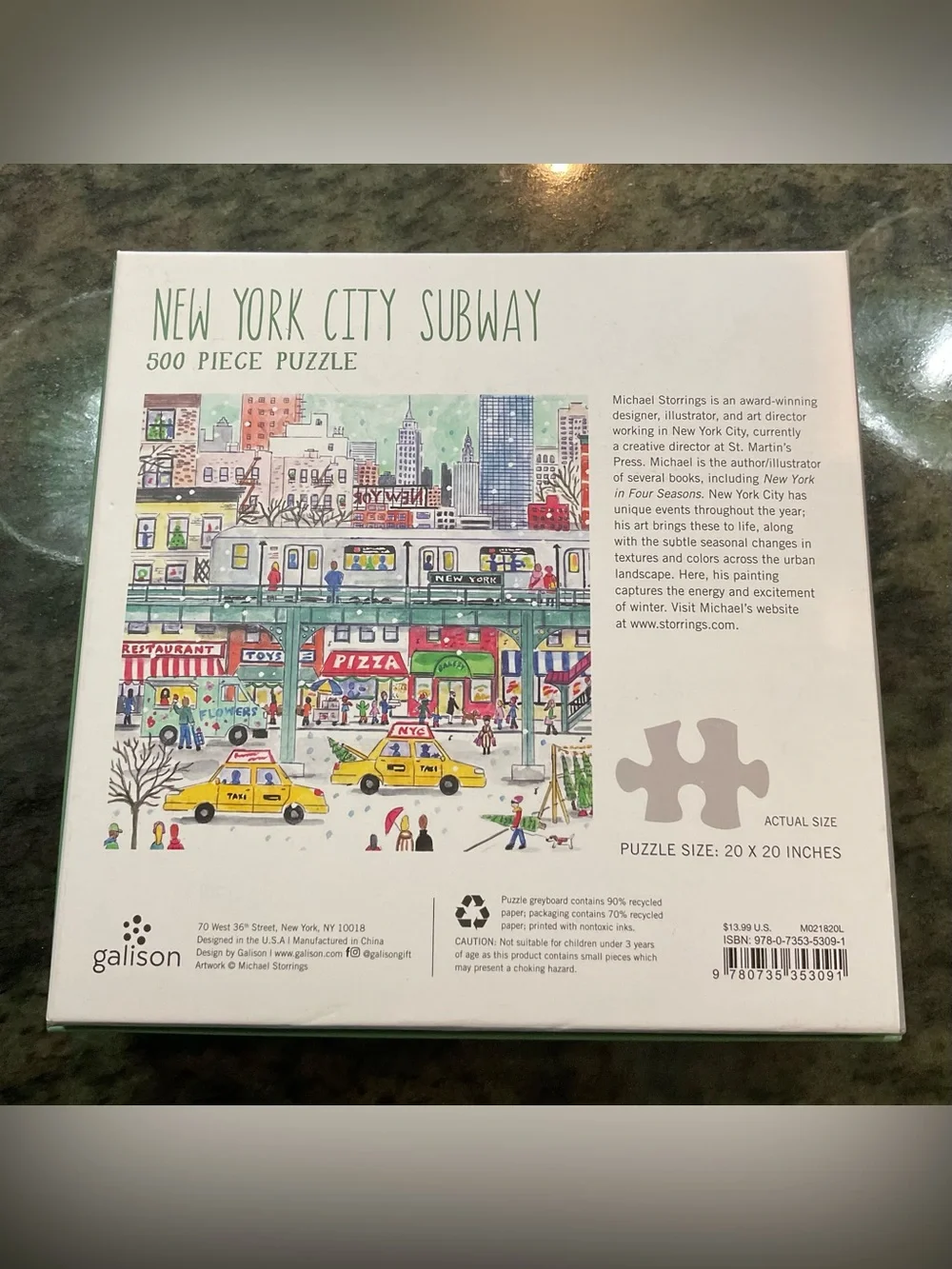 NWT Galison Michael Storrings New York City Subway 500 Piece Puzzle